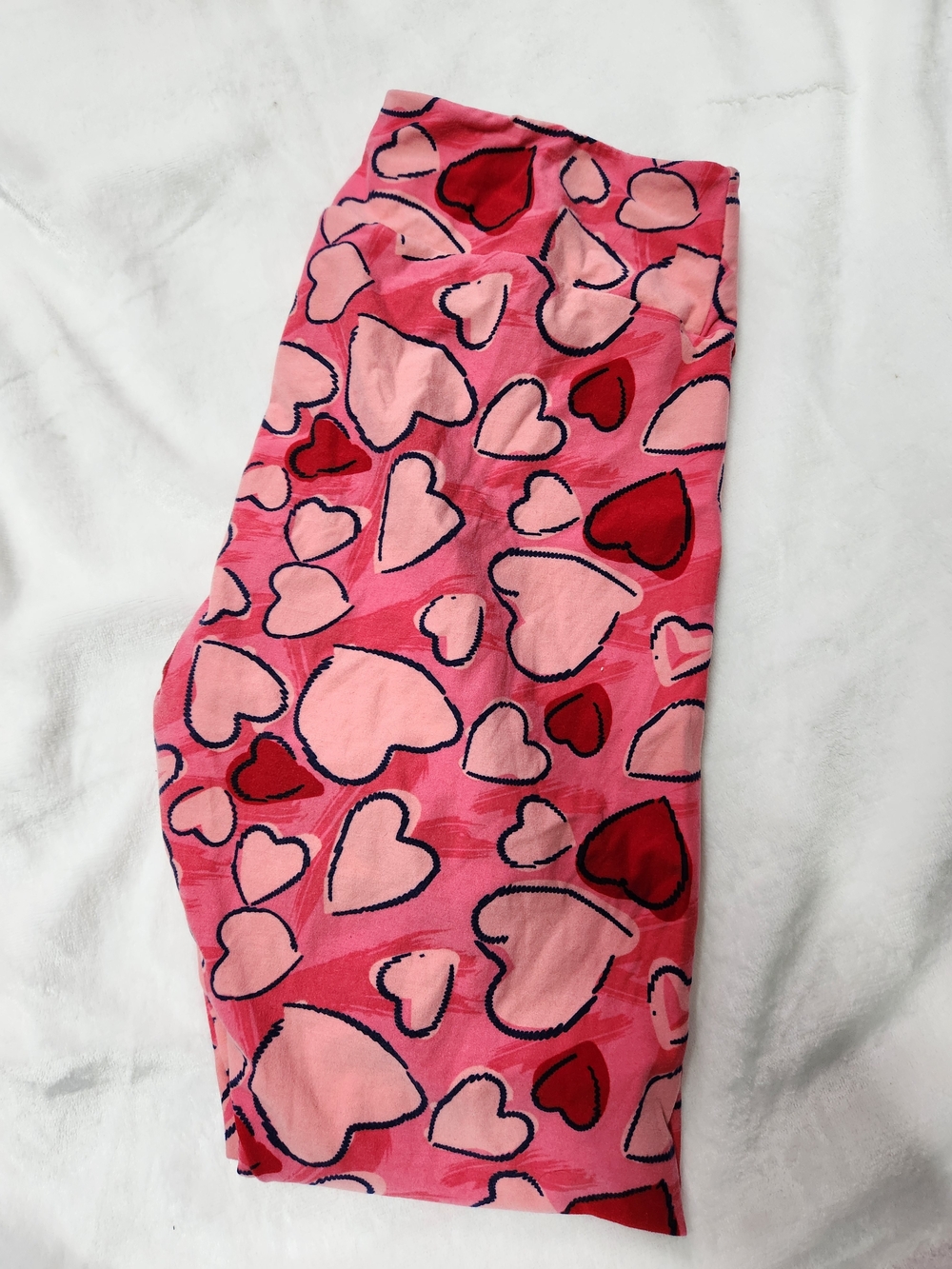 LuLaRoe TC Pink & Red Heart Print Leggings